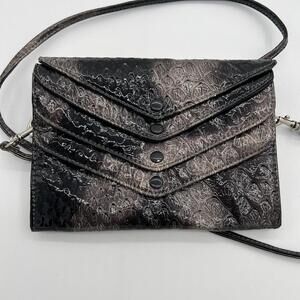Samoe Gray Patent Leather Multi-Pocket Crossbody‎ Bag
